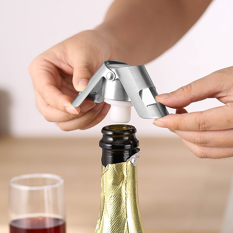 Wine In Beer Bottle - Tragbarer Champagner-Flaschenverschluss aus Stahl, glänzend, auslaufsicher,