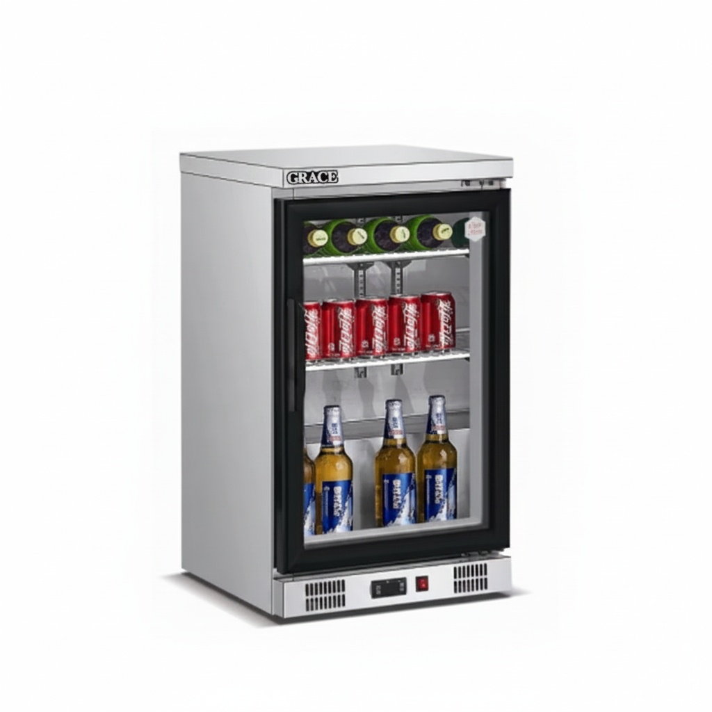 Wine Beer Dual Zone - Unterbau-Kühlschrank, 304 Edelstahl 520x500x840mm Mini-Gefrierschrank, Einzel-Tür-Kompressor-Weinkühler,