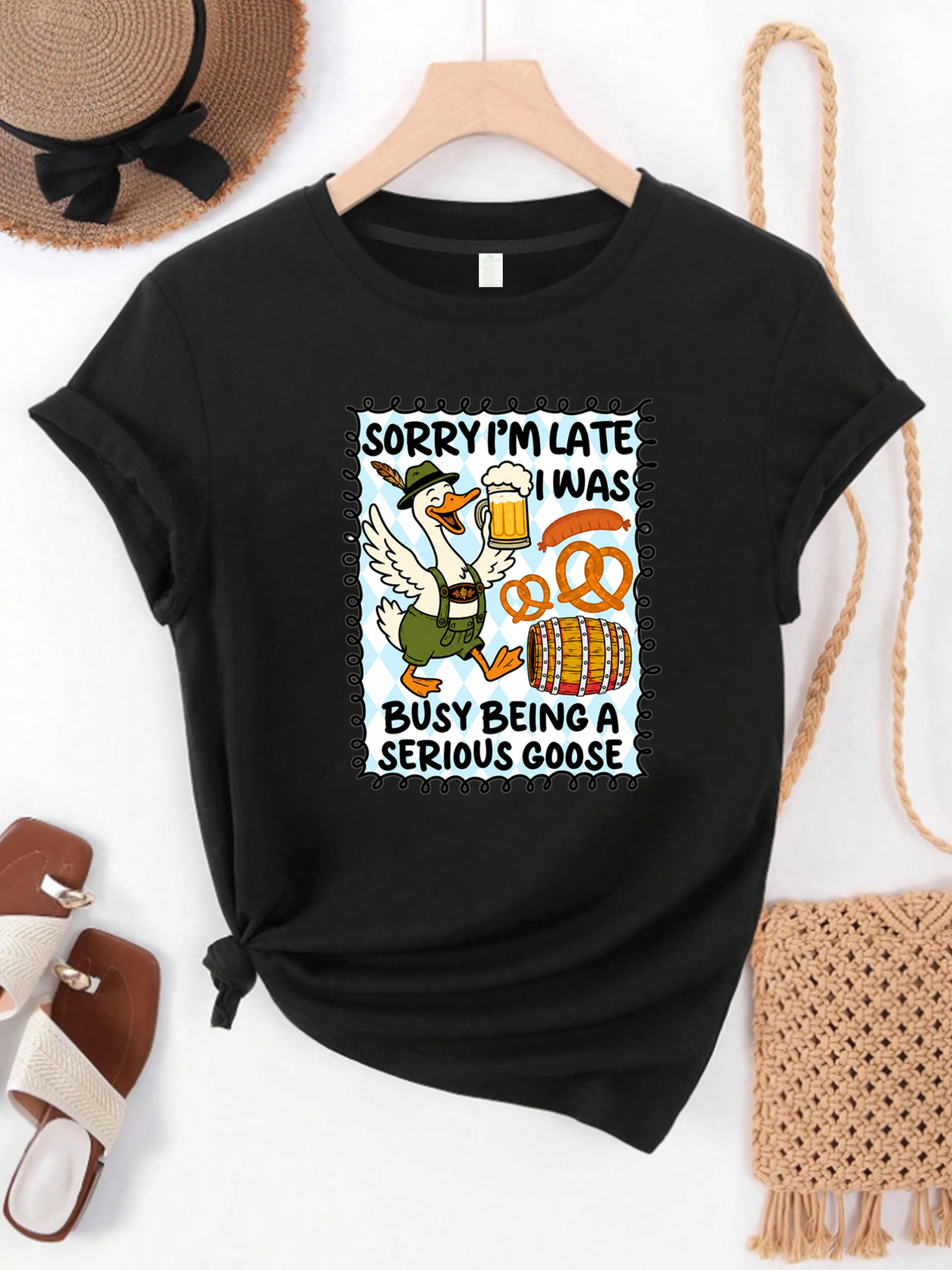 Wine Plus Beer - 【MYJ06269】Bierfest-T-Shirt für Damen in Übergröße, Weinset-Kollektion,