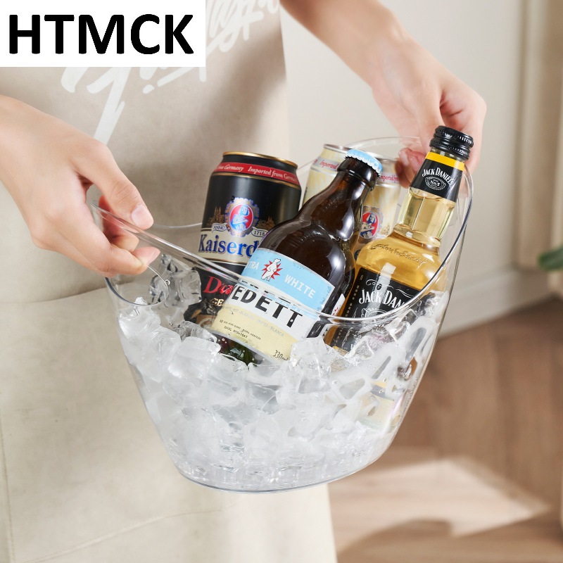 Wine Beer Cooler - 4L Klarer Eiskübel Getränkewanne mit Griff