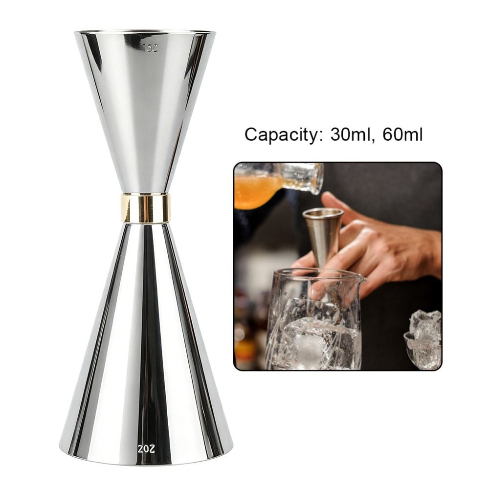 Spirit Measure Jigger - Kegelförmiger Wein-Messbecher 30/60ml Zweiseitiger Cocktail-Jigger aus